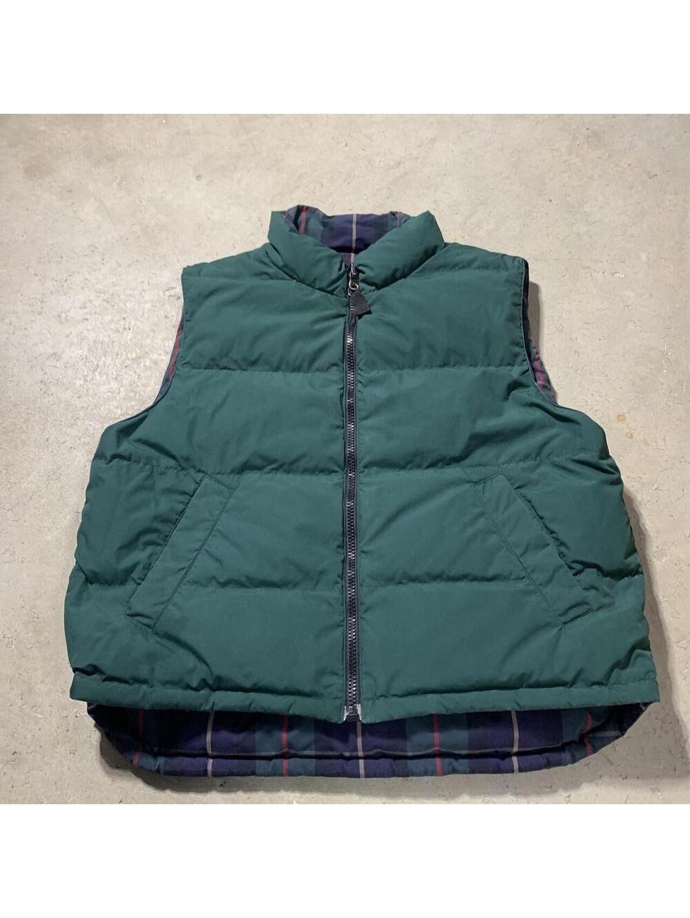 Vintage 90s Eddie Bauer Goose Down Reversible Puffer Vest Mens L Plaid